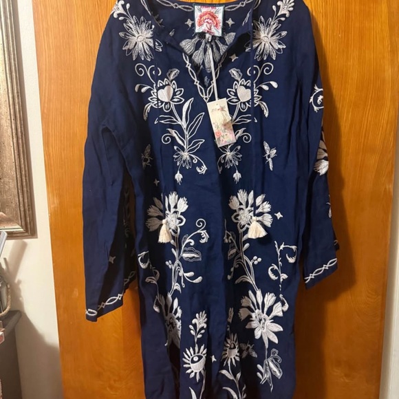Johnny Was Dresses & Skirts - Johnny Was Navy Blue Floral Embroidered Dress